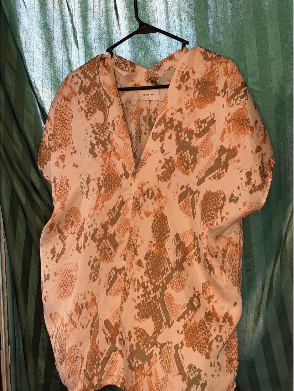 Adrienne Women's Snake Print V-Neck Blouse - Size S